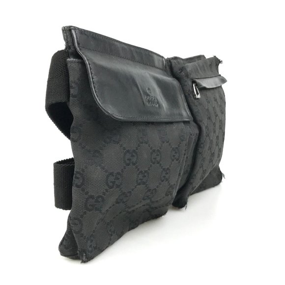 552228F V Gucci Clutch Bag Waist GG Black Canvas - Picture 3 of 11